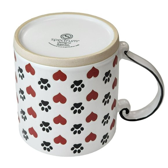 Dog Mom Ceramic Coffee Mug Red Hearts And Black Dog Paws Printed‎ 16 oz - Picture 12 of 16